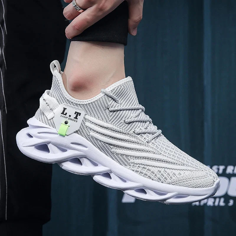 Herr Sport Löpning Svarta Joggingskor Casual Sneakers Utomhus Andningsbara Mesh Dam Lätt Stötdämpning Svart Tennis