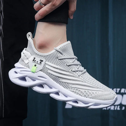 Herr Sport Löpning Svarta Joggingskor Casual Sneakers Utomhus Andningsbara Mesh Dam Lätt Stötdämpning Svart Tennis