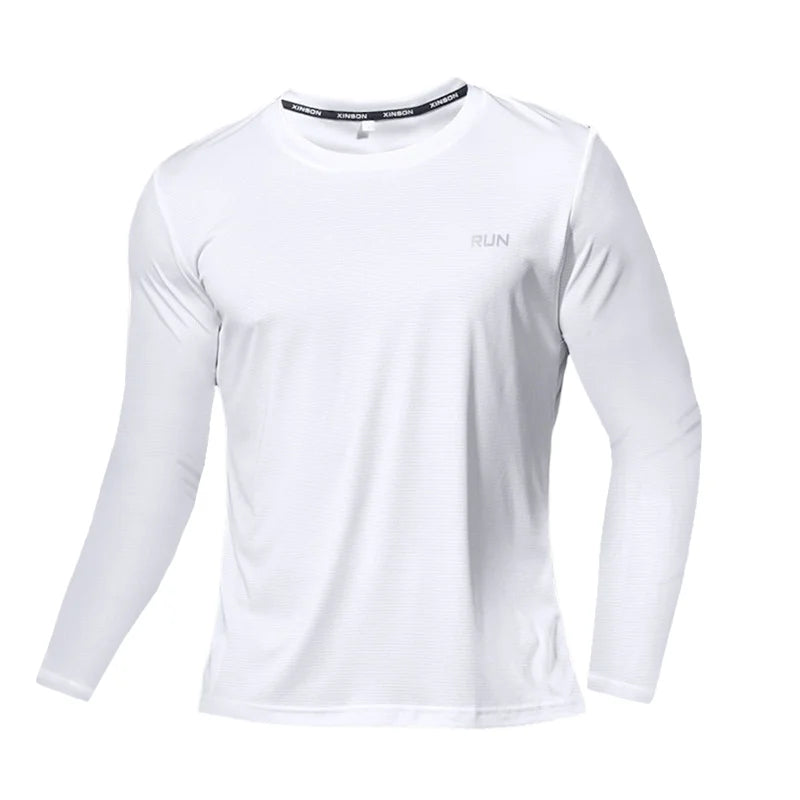 Sommar Issilk Långärmad T-shirt Herr 2023 Ny Snabbtorkande Andningsbar Luftkonditionering Utomhus Solskydd Löpning Ytterkläder