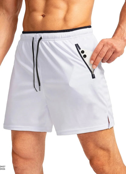2026 Sommar Nya Herr Enfärgade Casual Shorts Utomhussport Löpning Gym Fitness Träning Snabbtorkande Strandshorts