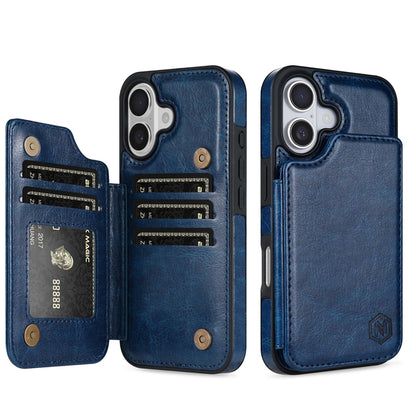 Plånbok med RFID-blockerande lager, skyddande stöldskyddande magnetiskt läderfodral för iPhone Air 17 Pro Max 16e 15 Plus 14 13 12 11 korthållare