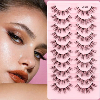 YSDO Fox Eye fransar 3/10 par fransar 3D mink naturliga fransar mjuka kattögonfransar förlängning fluffiga fransar smink halva ögonfransar