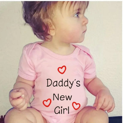 Söt pappas nya flicka tryck nyfödd babyflicka jumpsuit sommar mjuk kortärmad body bomull onesie