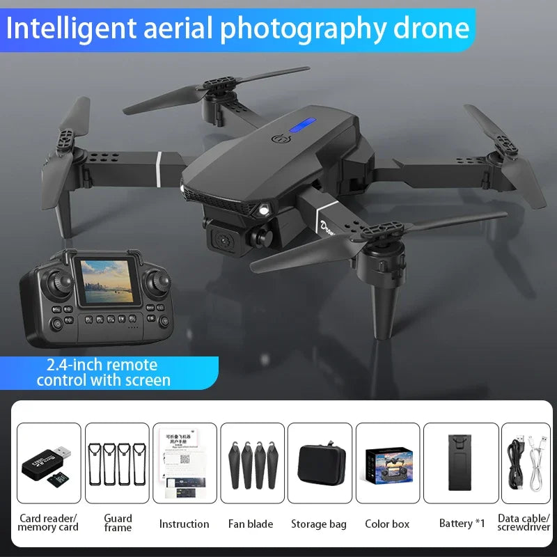 E99 Pro Drönare med 8K HD-kamera Fjärrstyrd Quadcopter Fyraxlad Flygplan Höjdhållning GPS Flygleksak för Flygfotografering