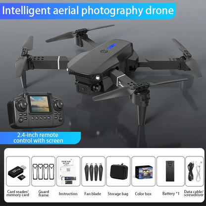 E99 Pro Drönare med 8K HD-kamera Fjärrstyrd Quadcopter Fyraxlad Flygplan Höjdhållning GPS Flygleksak för Flygfotografering