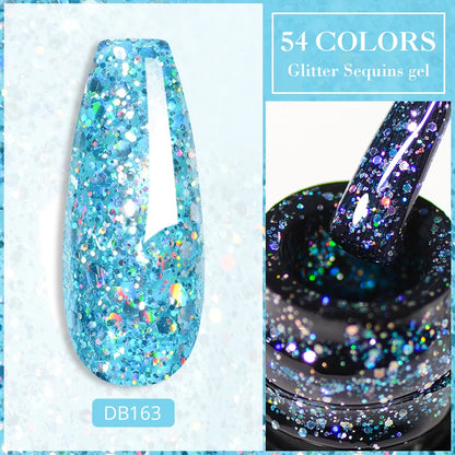 7ml Champagne Guld Silver Reflekterande Nagelgellack Glittrande Skinande Glitter Rosa Röd Nageltillbehör Semi-permanent Gellack