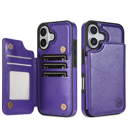 Plånbok med RFID-blockerande lager, skyddande stöldskyddande magnetiskt läderfodral för iPhone Air 17 Pro Max 16e 15 Plus 14 13 12 11 korthållare