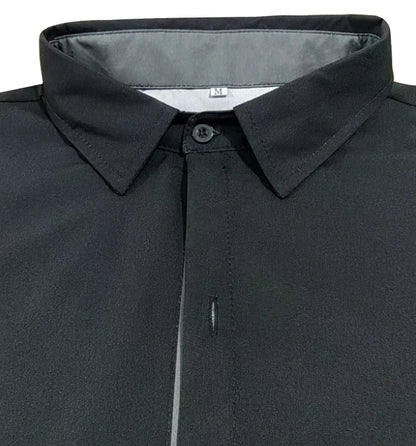 Herr sommar minimalistisk kortärmad skjorta trendig svart hästlogotyp kontrasterande T-shirt herrpresent
