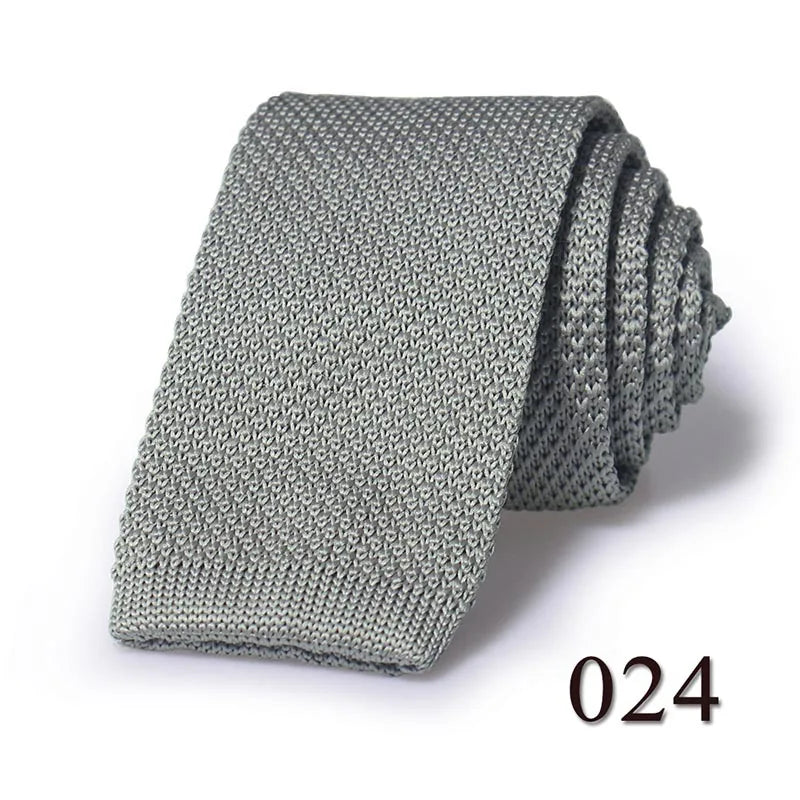 HUISHI Slimma moderiktiga stickade slipsar för män 5,5 cm enfärgad svart vit grå blå vinröd stickad slips