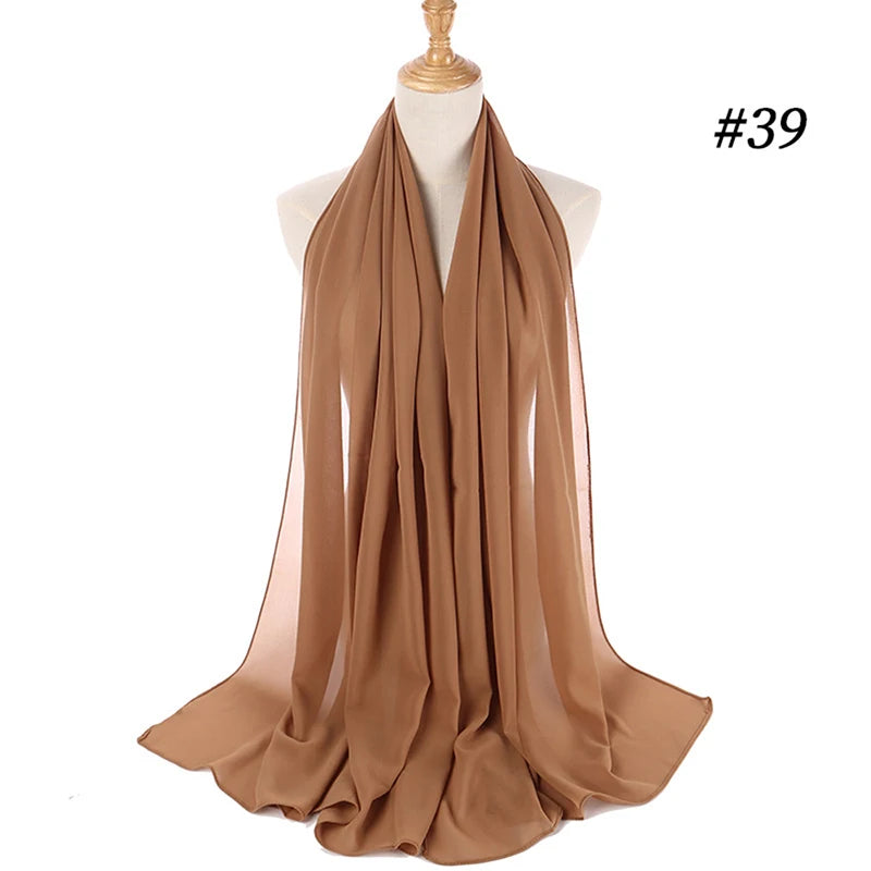 Muslimsk chiffong hijab kvinnor bubbelchiffong halsduk för kvinnor damer slöja muslimsk islam enfärgad malaysisk muslimsk wrap halsdukar