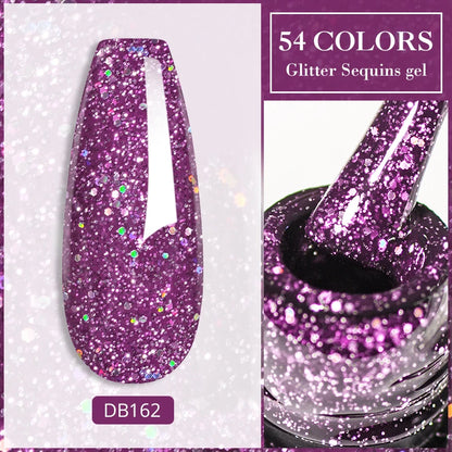 7ml Champagne Guld Silver Reflekterande Nagelgellack Glittrande Skinande Glitter Rosa Röd Nageltillbehör Semi-permanent Gellack