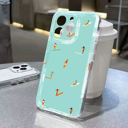 Sommarmönster med simning, genomskinligt telefonskal för Samsung Galaxy A17 A37 A57 A56 A55 A54 S26 Ultra S25 Plus S24 S23 S21 FE S22 Fodral