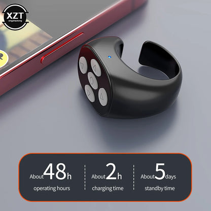 Trådlös Bluetooth-fingertoppsselfiekontroll TikTok kort videosida, bläddrande surfningsenhet mobiltelefon fjärrkontroll ring