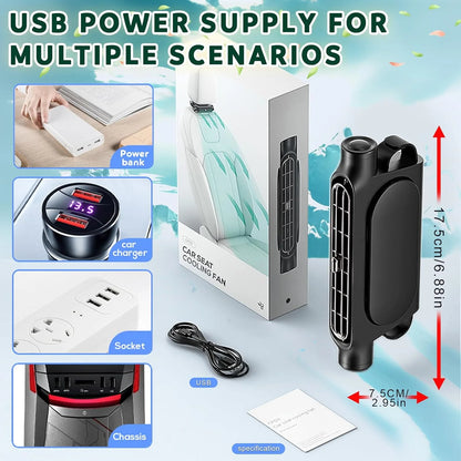 Bilsätesfläkt 3 hastigheter justerbar 5V USB bilnackstöd kylluftfläkt bilsätesfläkt för fram och bak bilinredning tillbehör