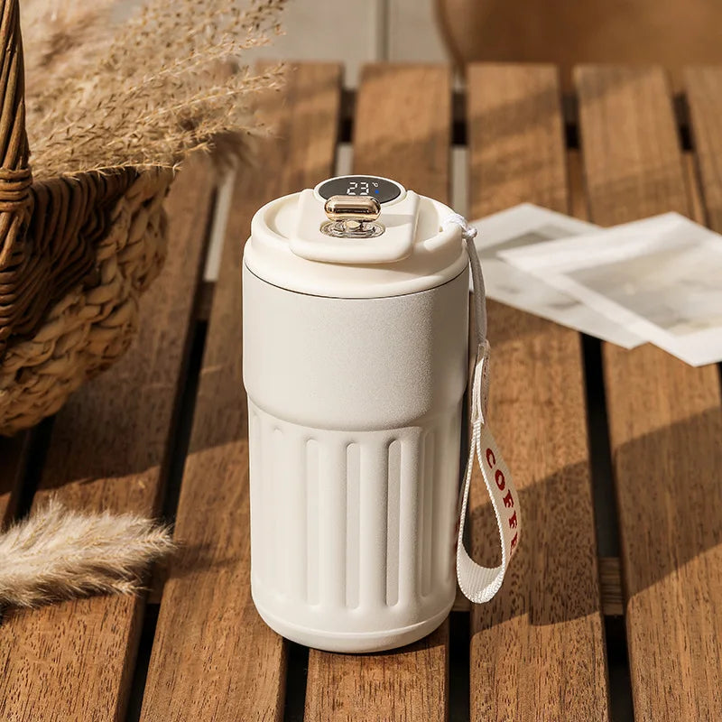 450 ml rostfritt stål termosvattenflaska LED-temperaturdisplay kaffekopp håller kallt och värmer termosmugg resevakuum