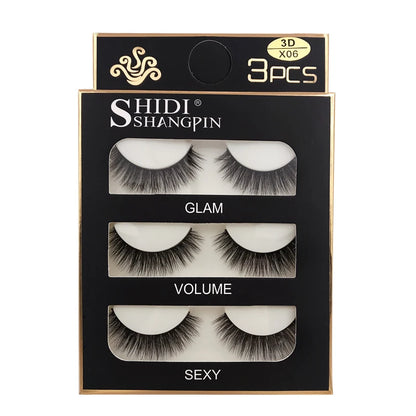 ögonfransar 3 par lösögonfransar naturliga långa 3D minkfransar mjuka fluffiga spetsiga handgjorda lösögonfransar ögonmakeup verktyg maquiagem