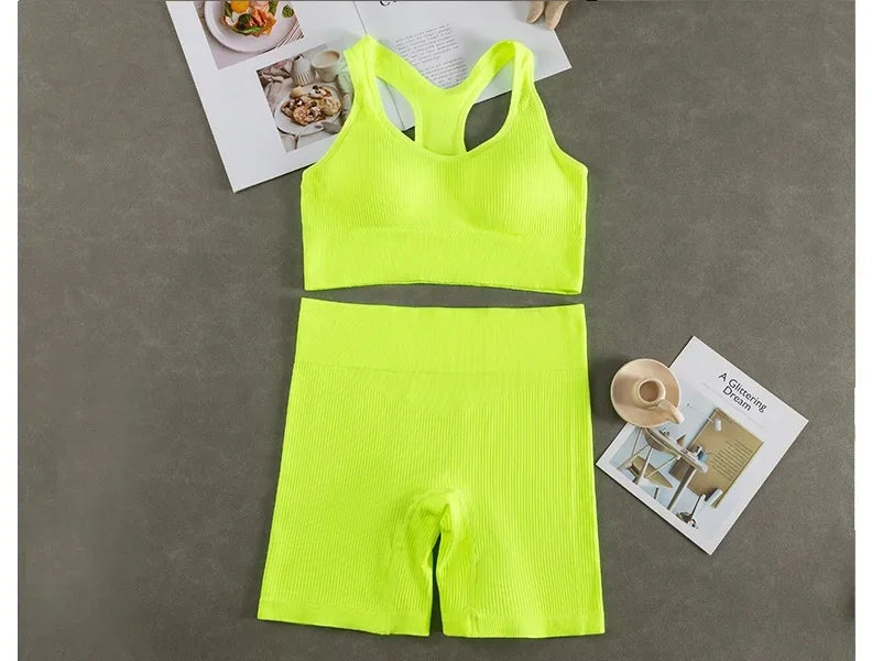 Ny het rea väst yogadräkt damshorts med bröstkudde anti-stöt bantningsdesign sportkläder snabbtorkande bekväm fitness C
