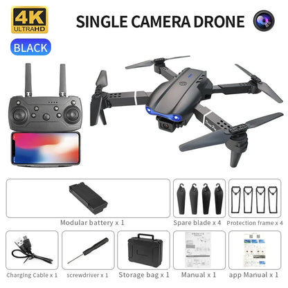 RC Drönare 4K HD Dubbelkamera 5G WIFI FPV Hopfällbar Quadcopter med Höjdhållnings-LED-Lampor Gåva