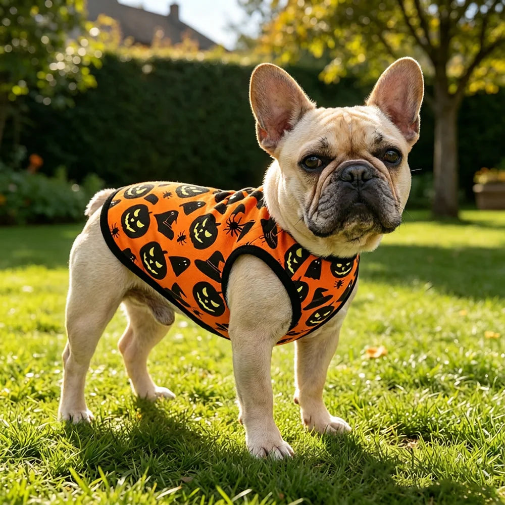 Hundkläder för små och medelstora hundar Katter Halloween Pumpa Tassavtryck Valpvästar Chihuahua Yorkshire Terrier Kostymer Husdjur Festkläder