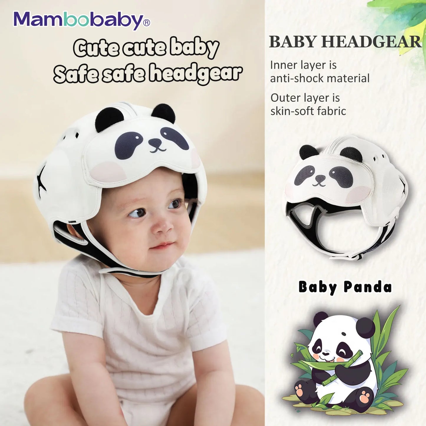 Mambobaby Säker Anti-Shock Babyhjälm Småbarn Huvudskydd Huvudbonad för Spädbarn Lär Krypa, Gå Förhindra Skador från Stötfall
