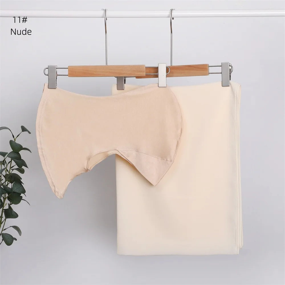 Elegant elastisk direkt hijab enfärgad chiffong hijab-set för kvinnor, modalpullover, bandana, tunn, andningsbar, mjuk och mysig halsduk