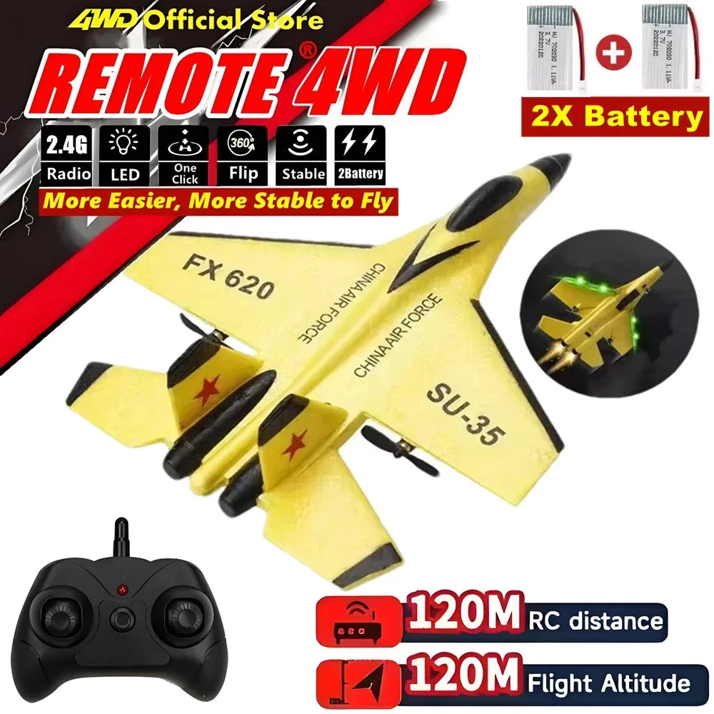 Fjärrstyrt flygplan SU35 RC-flygplan skumflygplan med LED-ljus 2.4G radiostyrt EPP jaktflygplan utomhusflygning leksak present