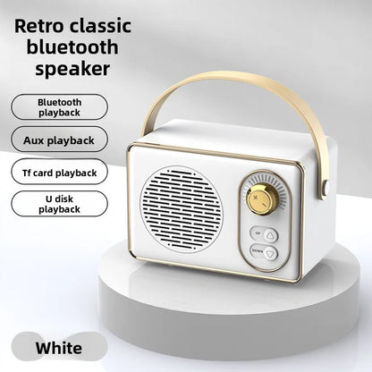 Mini Bluetooth-högtalare i vintagestil, trådlös ljudspelare, bärbar utomhushögtalare med klassisk design, hemma- och reseanvändning