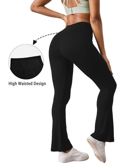 Hög midja med utsvängda yogabyxor och benslut. Perfekt för yoga eller vardagsbruk.