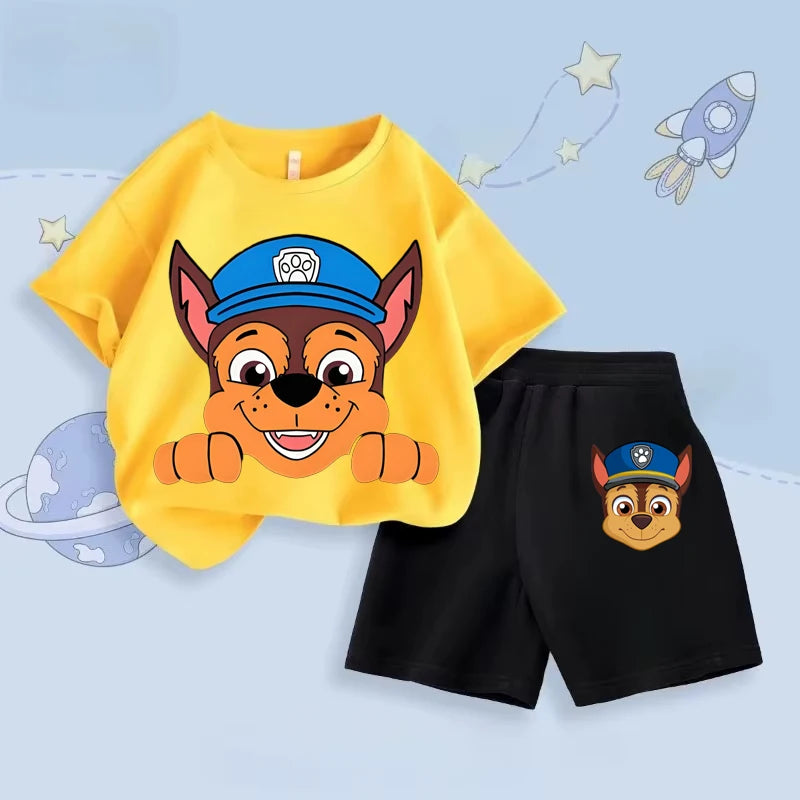 PAW Patrol Children's T-shirts Sets Boys Summer Short Sleeve Shorts Two Piece Sets Kids Outfits Breathable Casual Clothes Set