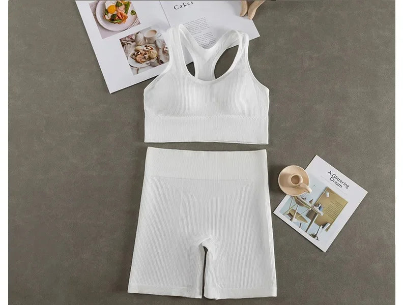 Ny het rea väst yogadräkt damshorts med bröstkudde anti-stöt bantningsdesign sportkläder snabbtorkande bekväm fitness C