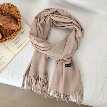 Vår och höst enfärgad halsduk kvinnor koreansk mode kashmir mjuk vinter varm halsduk hijab kvinnlig lång pannband sjal wrap