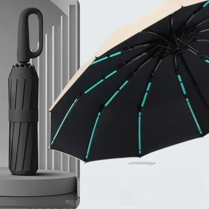 Starkt vindtätt automatiskt paraply solskydd UV-skydd hopfällbart herrparaply spänne regn stort parasoll för kvinnor