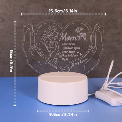 3D Nattlampa Kreativ Hjärtformad Bokstavslampa Presentlampa för Mamma Mors Dag Liten Presentlampa