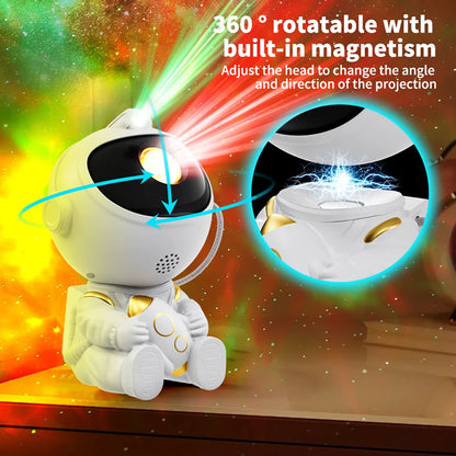 Astronaut Stjärnprojektor Nattlampa med Fjärrkontroll 360° Justerbar Galaxnebula Taklampa för Sovrum Barnrum Fest
