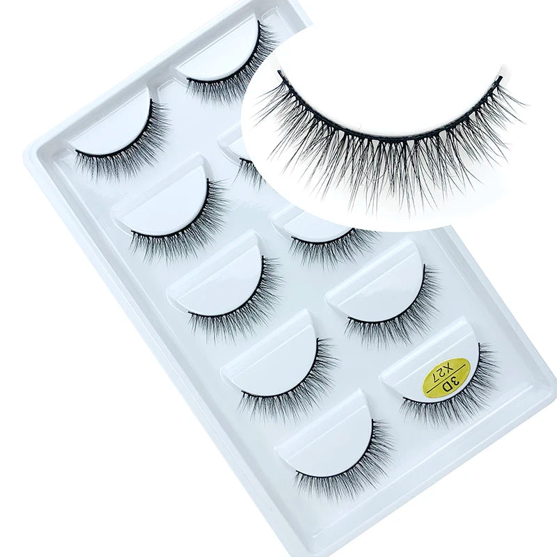LTWEGO 5 par ögonfransar naturliga långa 3D minkfransar fluffiga volym mink lösögonfransar djurfria slingor makeup cilios