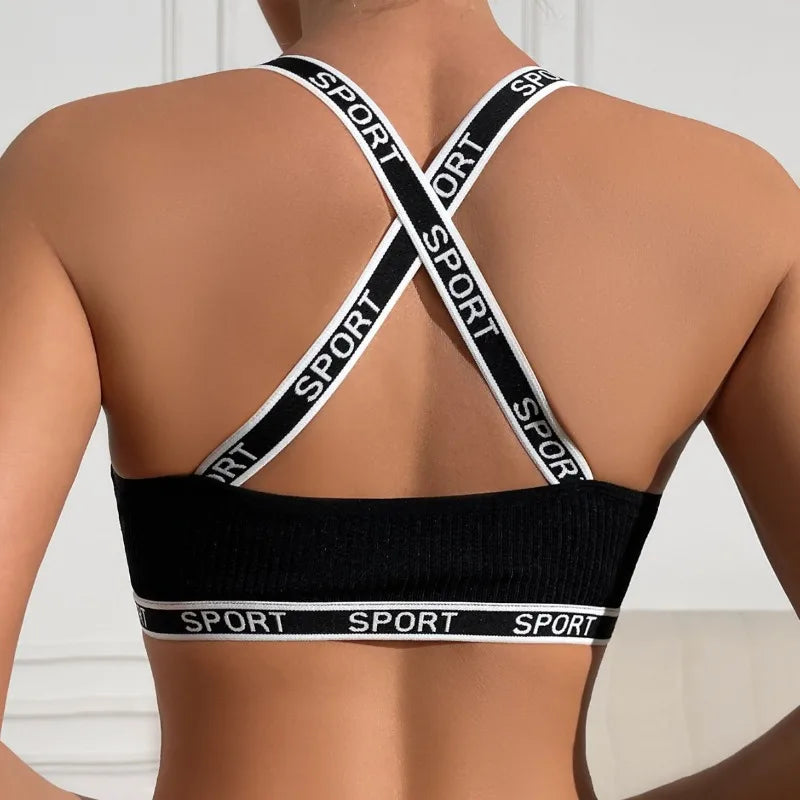 1 st. Bokstavsinredning Sexiga Kvinnor Ribbad BH Andningsbar Bekväm Camisole Kvinnlig Mode Underkläder Atletisk Vest Sexig Lingerie