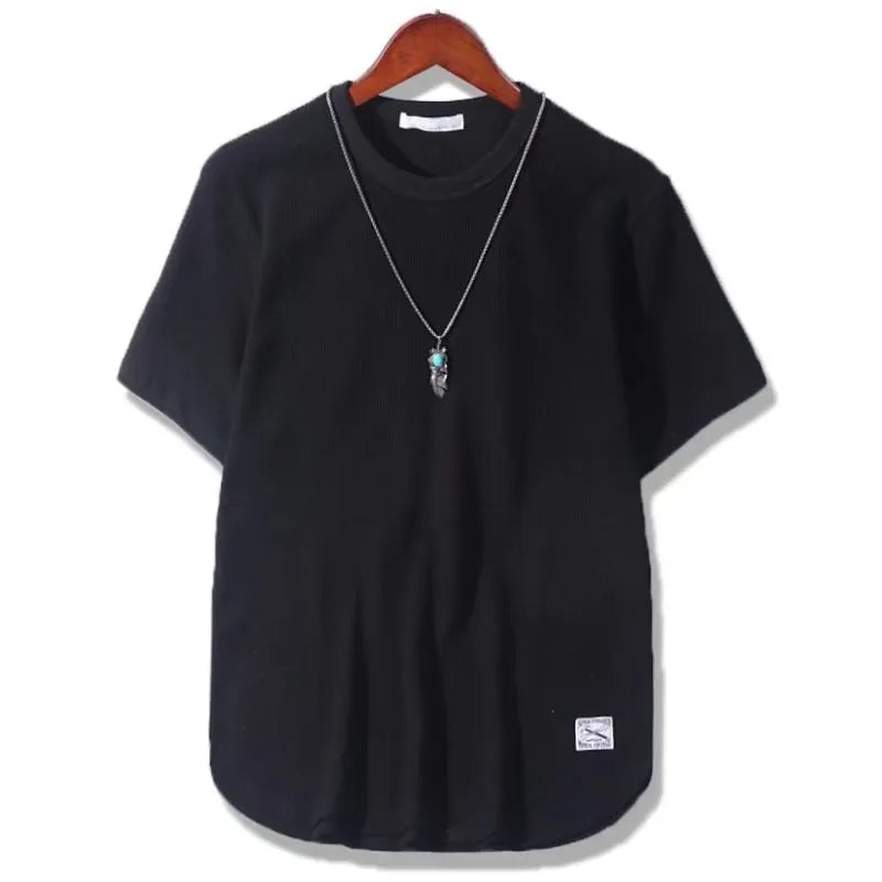 5XL Enfärgade Våffelt-shirts för Herr Casual Märkeskvalitet Kortärmade Herrt-T-shirts Nya Sommarmode Designertoppar Herr