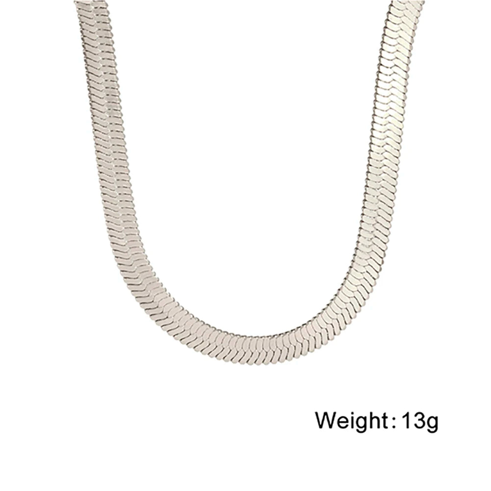 Skyrim Ormkedja Halsband Herr Kvinnor Rostfritt Stål 2/3/4/5mm Bred Platt Fiskbensmönster Halskedjor Trendig Hiphop Smycken Present Het