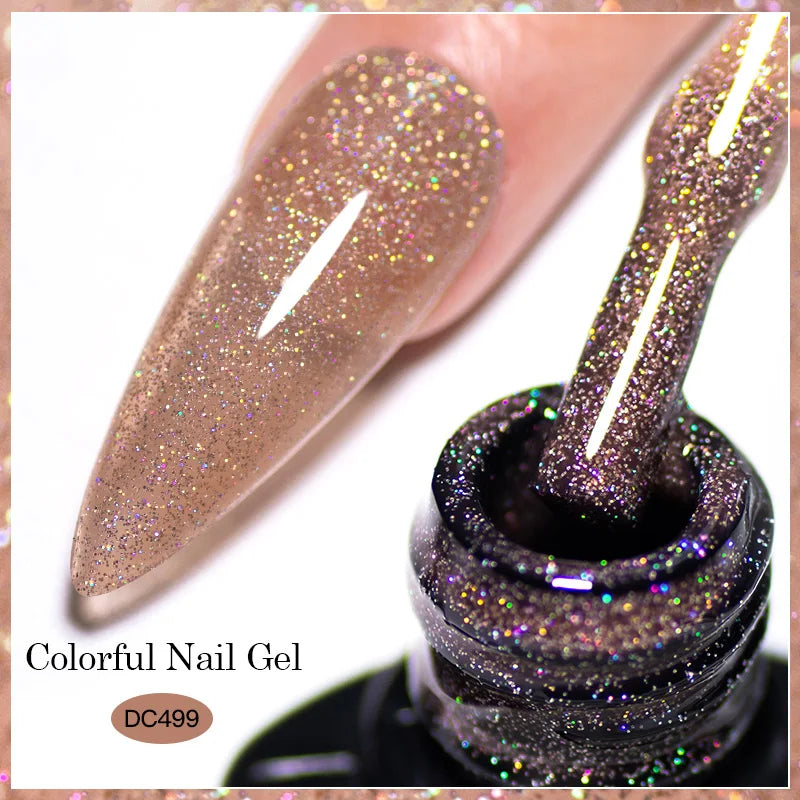 7ml Champagne Guld Silver Reflekterande Nagelgellack Glittrande Skinande Glitter Rosa Röd Nageltillbehör Semi-permanent Gellack