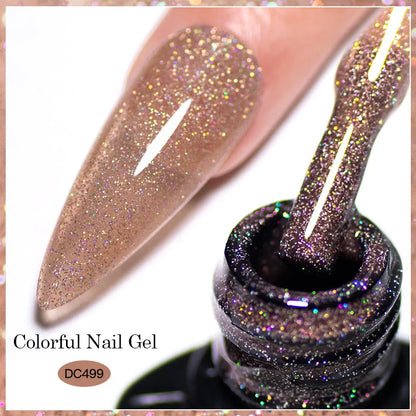 7ml Champagne Guld Silver Reflekterande Nagelgellack Glittrande Skinande Glitter Rosa Röd Nageltillbehör Semi-permanent Gellack