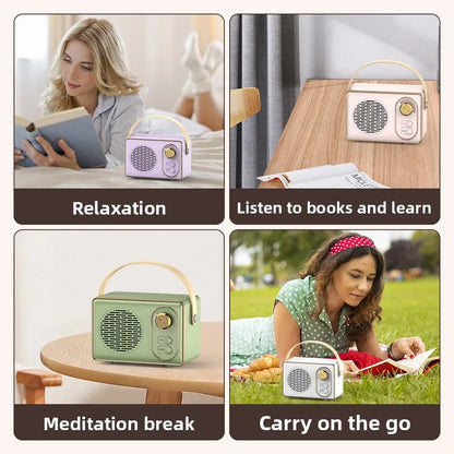 Mini Bluetooth-högtalare i vintagestil, trådlös ljudspelare, bärbar utomhushögtalare med klassisk design, hemma- och reseanvändning