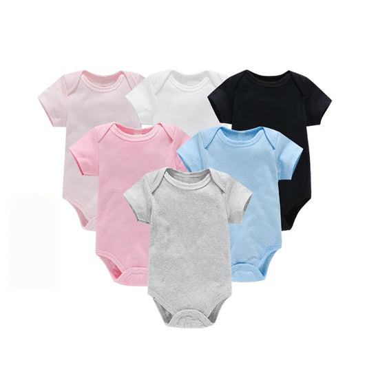 Babykläder Mode Baby Body Sommarkläder Enfärgad Romper Mjuk Avslappnad Jumpsuit för Nyfödda Kläder