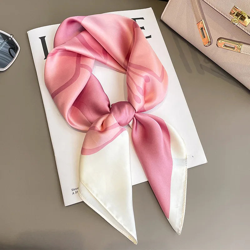 1/10PC Mode Lyxig 70cm Siden Fyrkantig Halsduk Dam Satin Sjal Wrap Hijab Echarpe Halsband Dam Hårbandana Huvudduk