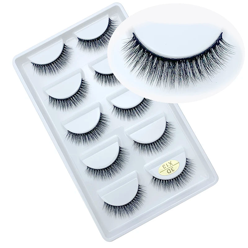 LTWEGO 5 par ögonfransar naturliga långa 3D minkfransar fluffiga volym mink lösögonfransar djurfria slingor makeup cilios