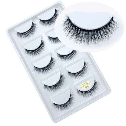 LTWEGO 5 par ögonfransar naturliga långa 3D minkfransar fluffiga volym mink lösögonfransar djurfria slingor makeup cilios