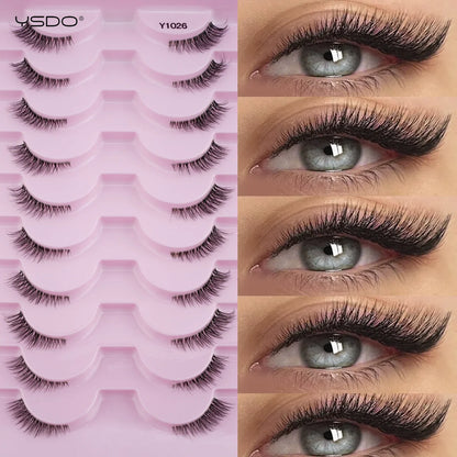 YSDO Fox Eye fransar 3/10 par fransar 3D mink naturliga fransar mjuka kattögonfransar förlängning fluffiga fransar smink halva ögonfransar