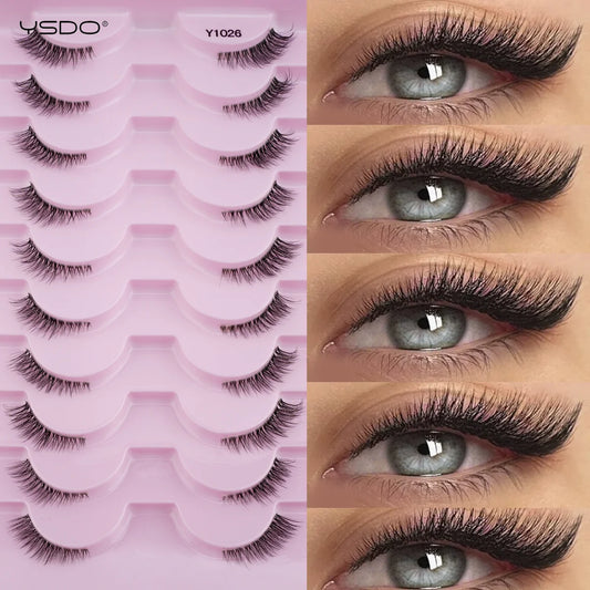 YSDO Fox Eye fransar 3/10 par fransar 3D mink naturliga fransar mjuka kattögonfransar förlängning fluffiga fransar smink halva ögonfransar