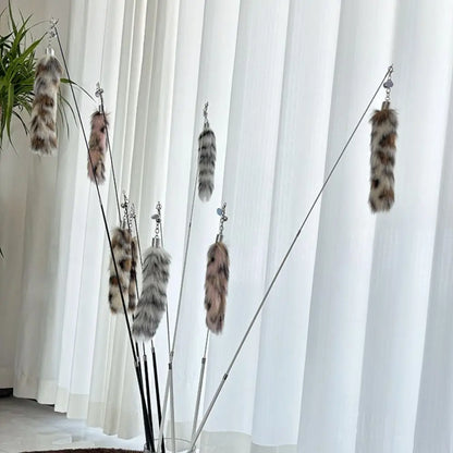 Konstgjord kattsvans Kattplockare Lång hårig Extra lång interaktiv kattleksak Krispig klocka Flexibel kattpinne Tristessdämpare