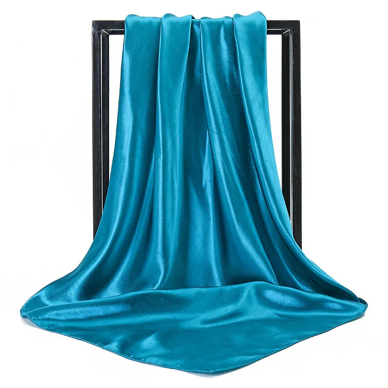 Mode 90*90cm Enfärgad Fyrkantig Halsduk Konst Imiterad Sidensjal Elegant Blommig Huvud Hals Hårband Dam Dam Flickor Halsduk