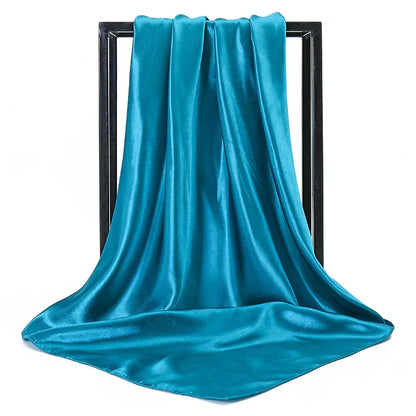 Mode 90*90cm Enfärgad Fyrkantig Halsduk Konst Imiterad Sidensjal Elegant Blommig Huvud Hals Hårband Dam Dam Flickor Halsduk
